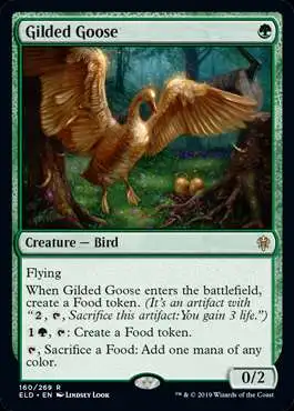 MtG Trading Card Game Throne of Eldraine Rare Gilded Goose #160