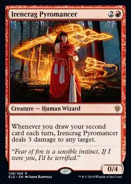 MtG Trading Card Game Throne of Eldraine Rare Irencrag Pyromancer #128