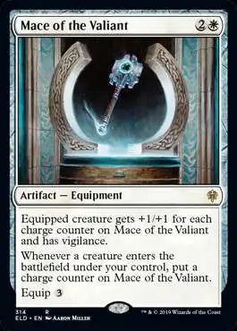 MtG Trading Card Game Throne of Eldraine Rare Mace of the Valiant #314
