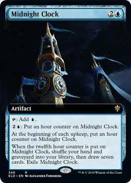 MtG Trading Card Game Throne of Eldraine Rare Midnight Clock #346 [Extended Art]