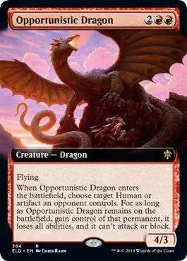 MtG Trading Card Game Throne of Eldraine Rare Opportunistic Dragon #364 [Extended Art]