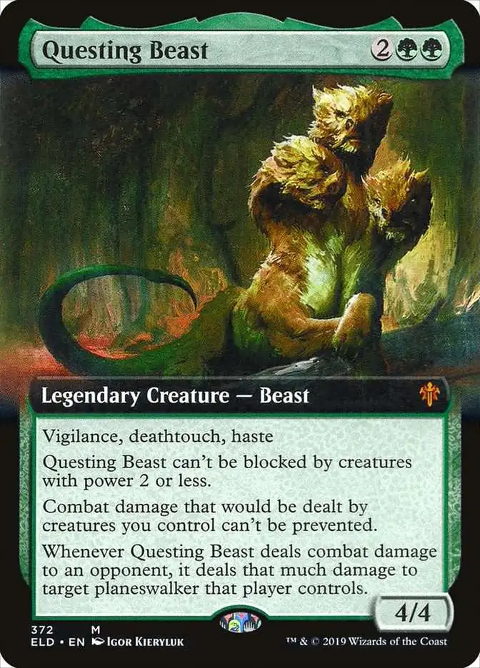 MtG Trading Card Game Throne of Eldraine Mythic Rare Questing Beast #372 [Extended Art]
