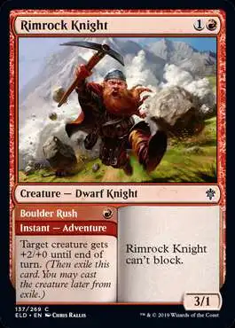 MtG Trading Card Game Throne of Eldraine Common Foil Rimrock Knight // Boulder Rush #137