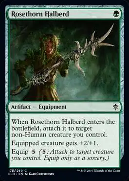 MtG Trading Card Game Throne of Eldraine Common Foil Rosethorn Halberd #175