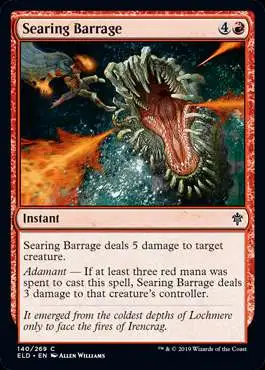 MtG Trading Card Game Throne of Eldraine Common Searing Barrage #140