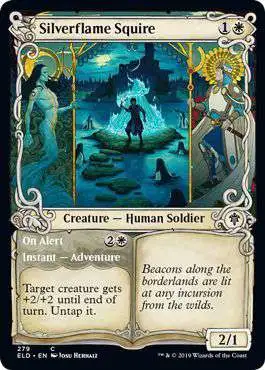 MtG Trading Card Game Throne of Eldraine Common Silverflame Squire // On Alert #279 [Showcase]