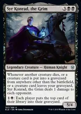 MtG Trading Card Game Throne of Eldraine Uncommon Foil Syr Konrad, the Grim #107