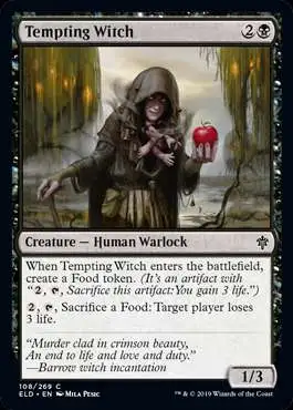 MtG Trading Card Game Throne of Eldraine Common Foil Tempting Witch #108