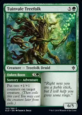 MtG Trading Card Game Throne of Eldraine Common Tuinvale Treefolk // Oaken Boon #180