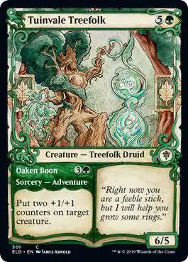MtG Trading Card Game Throne of Eldraine Common Tuinvale Treefolk // Oaken Boon #302 [Showcase Foil]