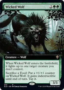 MtG Trading Card Game Throne of Eldraine Rare Wicked Wolf #374 [Extended Art]