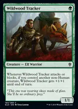 MtG Trading Card Game Throne of Eldraine Common Foil Wildwood Tracker #183