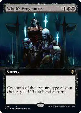 MtG Trading Card Game Throne of Eldraine Rare Witch's Vengeance #358 [Extended Art]