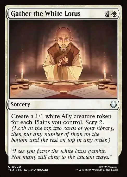 avatar the last airbender mtg best cards Magic Gathering the Single Card Uncommon Gather the White Lotus 20 MTG Avatar the Last Airbender