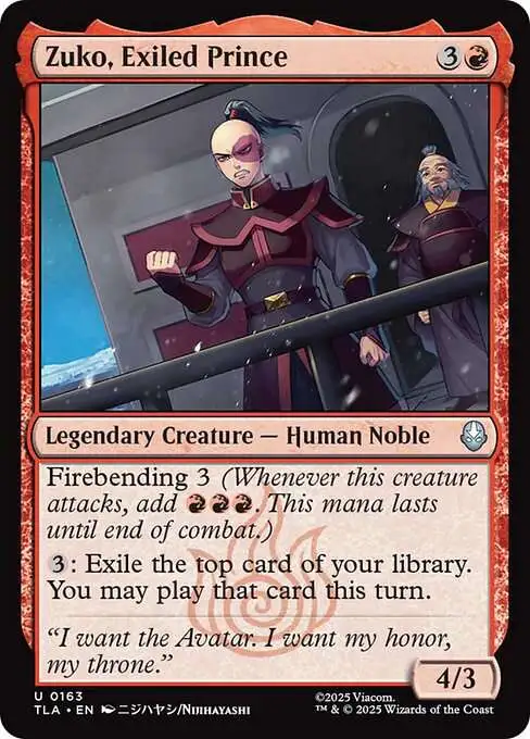 Magic The Gathering Avatar the Last Airbender Single Card Uncommon Zuko,  Exiled Prince 163 - ToyWiz