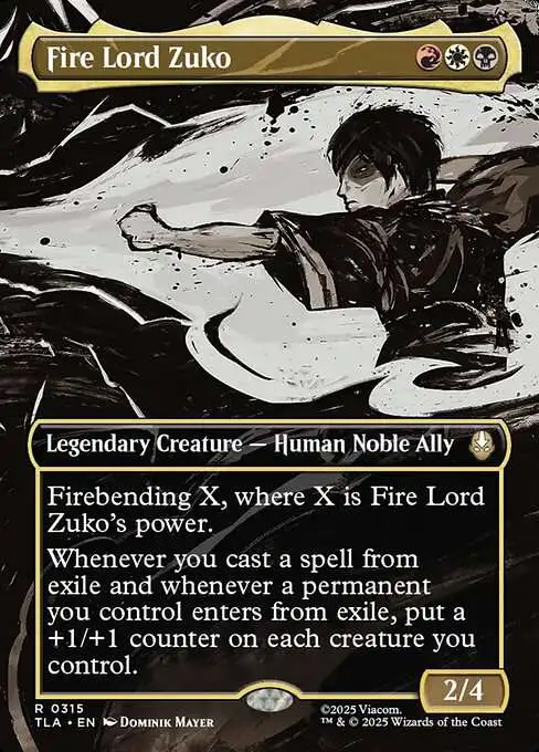Magic The Gathering Avatar the Last Airbender Single Card Rare Fire Lord  Zuko 315 Borderless Scene Book 3 - ToyWiz