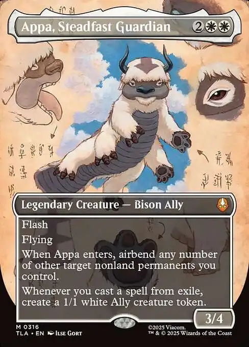 MtG Avatar the Last Airbender Mythic Rare Appa, Steadfast Guardian #316 [Borderless Field Note]