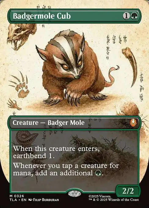 Magic The Gathering Avatar the Last Airbender Single Card Mythic Rare  Badgermole Cub 326 Borderless Field Note - ToyWiz