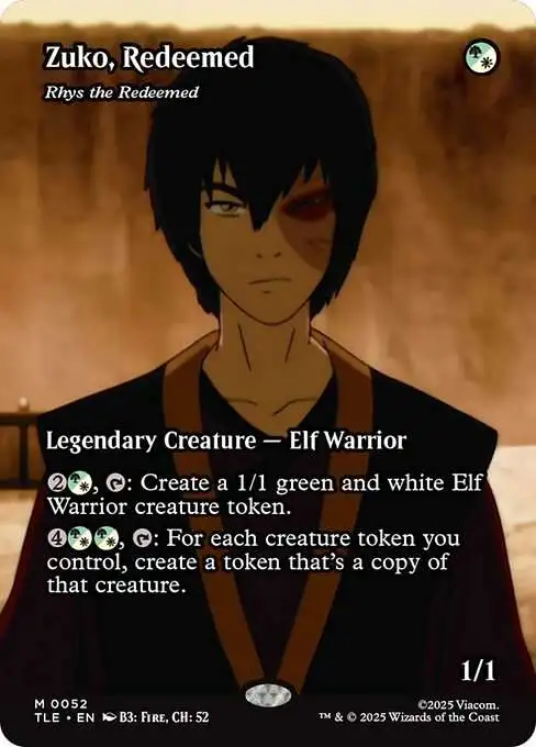 Magic The Gathering Avatar the Last Airbender Single Card Mythic Rare Zuko,  Redeemed 52 Borderless Source Material FOIL - ToyWiz