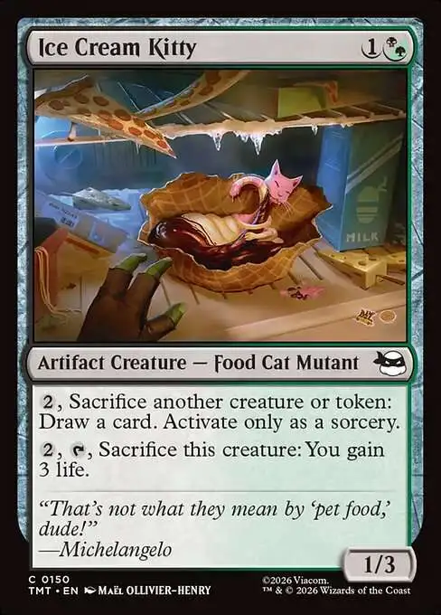 Magic The Gathering Teenage Mutant Ninja Turtles Single Card Common Ice Cream Kitty 150 - ToyWiz Magic The Gathering Teenage Mutant Ninja Turtles Single Card Common Ice Cream Kitty 150 - ToyWiz