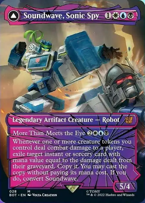 MtG The Brothers' War Transformers Mythic Rare Soundwave, Sonic Spy // Soundwave, Superior Captain #28 [Shattered Glass]