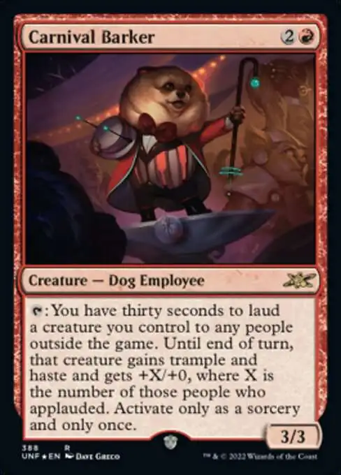 MtG Unfinity Rare Carnival Barker #388 [Galaxy Foils]