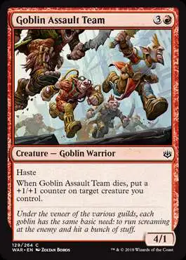 MtG Trading Card Game War of the Spark Common Foil Goblin Assault Team #129