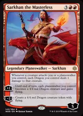 MtG Trading Card Game War of the Spark Rare Foil Sarkhan the Masterless #143