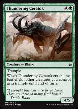 MtG Trading Card Game War of the Spark Common Thundering Ceratok #179