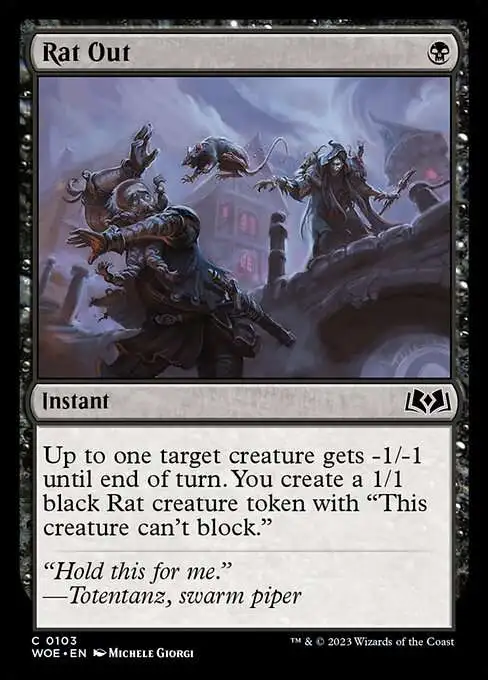 Magic The Gathering Wilds of Eldraine Single Card Common Rat Out 103 - ToyWiz Magic The Gathering Wilds of Eldraine Single Card Common Rat Out 103 - ToyWiz