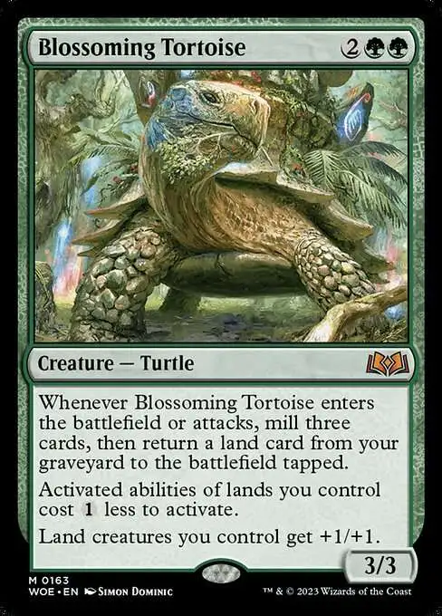 MtG Wilds of Eldraine Mythic Rare Blossoming Tortoise #163