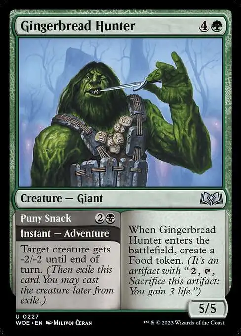 MtG Wilds of Eldraine Uncommon Foil Gingerbread Hunter // Puny Snack #227