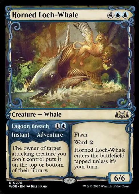 MtG Wilds of Eldraine Rare Horned Loch-Whale // Lagoon Breach #278 [Showcase]