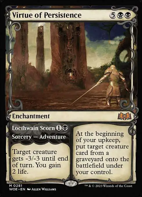 MtG Wilds of Eldraine Mythic Rare Virtue of Persistence // Locthwain Scorn  #281 [Showcase FOIL]