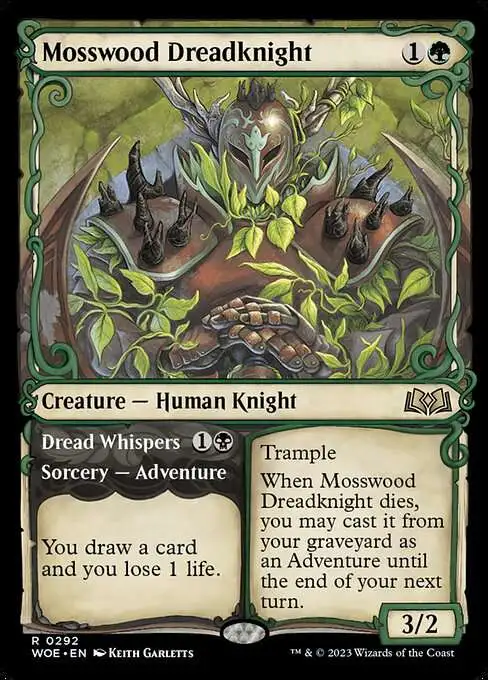 MtG Wilds of Eldraine Rare Mosswood Dreadknight // Dread Whispers #292 [Showcase]