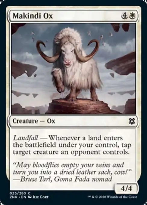 MtG Trading Card Game Zendikar Rising Common Makindi Ox #25