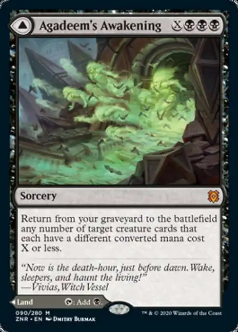 MtG Trading Card Game Zendikar Rising Mythic Rare Foil Agadeem's Awakening // Agadeem, the Undercrypt #90