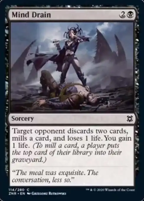 MtG Trading Card Game Zendikar Rising Common Mind Drain #114