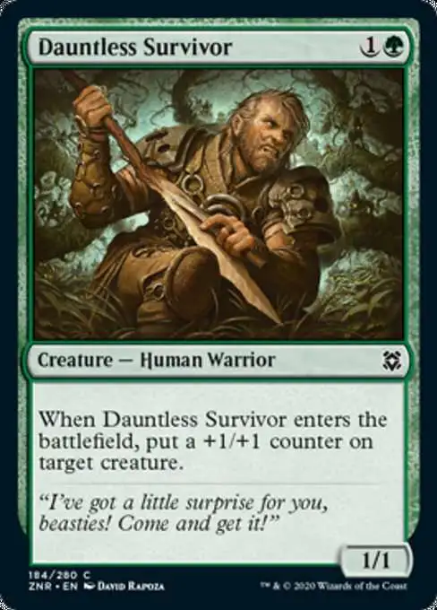 MtG Trading Card Game Zendikar Rising Common Dauntless Survivor #184