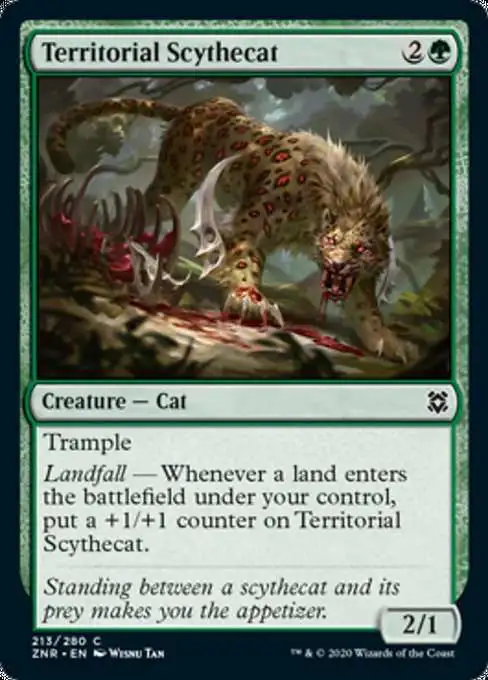 MtG Trading Card Game Zendikar Rising Common Territorial Scythecat #213