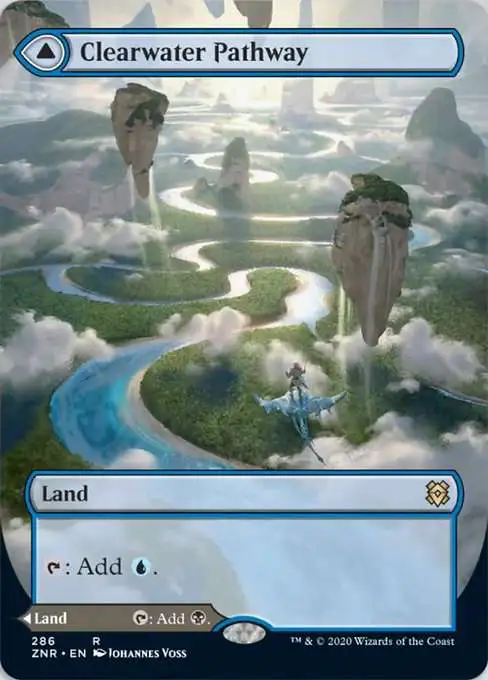 Magic The Gathering Trading Card Game Zendikar Rising Single Card Rare Clearwater Pathway Murkwater Pathway 286 FOIL Borderless - ToyWiz Magic The Gathering Trading Card Game Zendikar Rising Single Card Rare Clearwater Pathway Murkwater Pathway 286 FOIL Borderless - ToyWiz