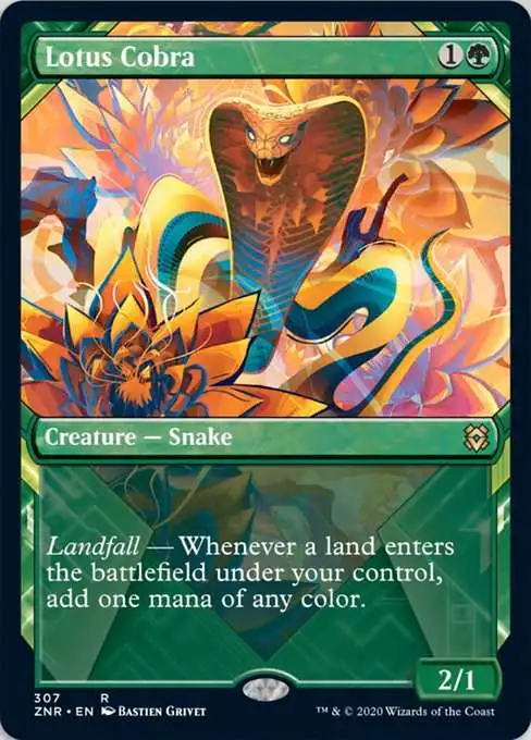 MtG Trading Card Game Zendikar Rising Rare Lotus Cobra #307 [FOIL Showcase]