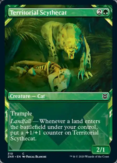 MtG Trading Card Game Zendikar Rising Common Territorial Scythecat #310 [FOIL Showcase]
