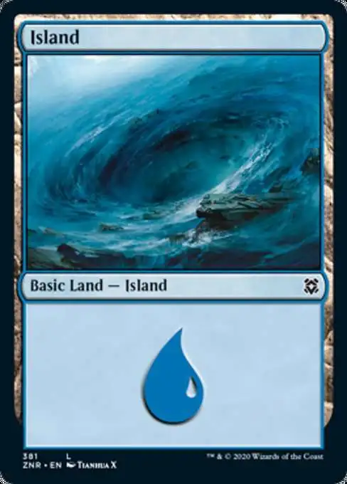 MtG Trading Card Game Zendikar Rising Common Island #381 [FOIL 381]