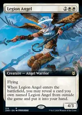 MtG Trading Card Game Zendikar Rising Rare Legion Angel #318 [Extended Art]