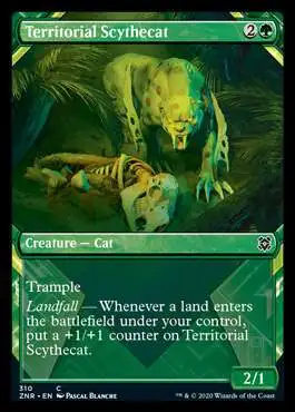 MtG Trading Card Game Zendikar Rising Common Territorial Scythecat #310 [Showcase]