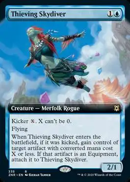 MtG Trading Card Game Zendikar Rising Rare Thieving Skydiver #335 [Extended Art]