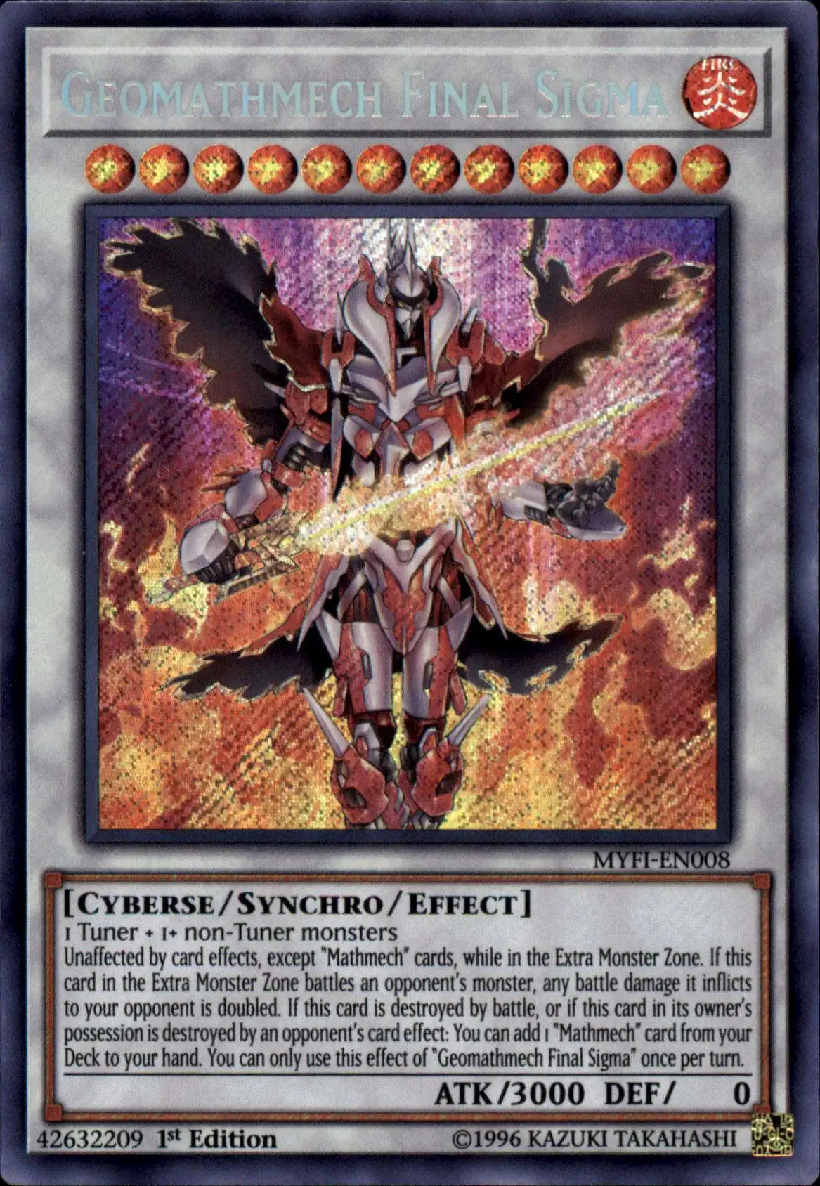 YuGiOh Mystic Fighters Secret Rare Geomathmech Final Sigma MYFI-EN008