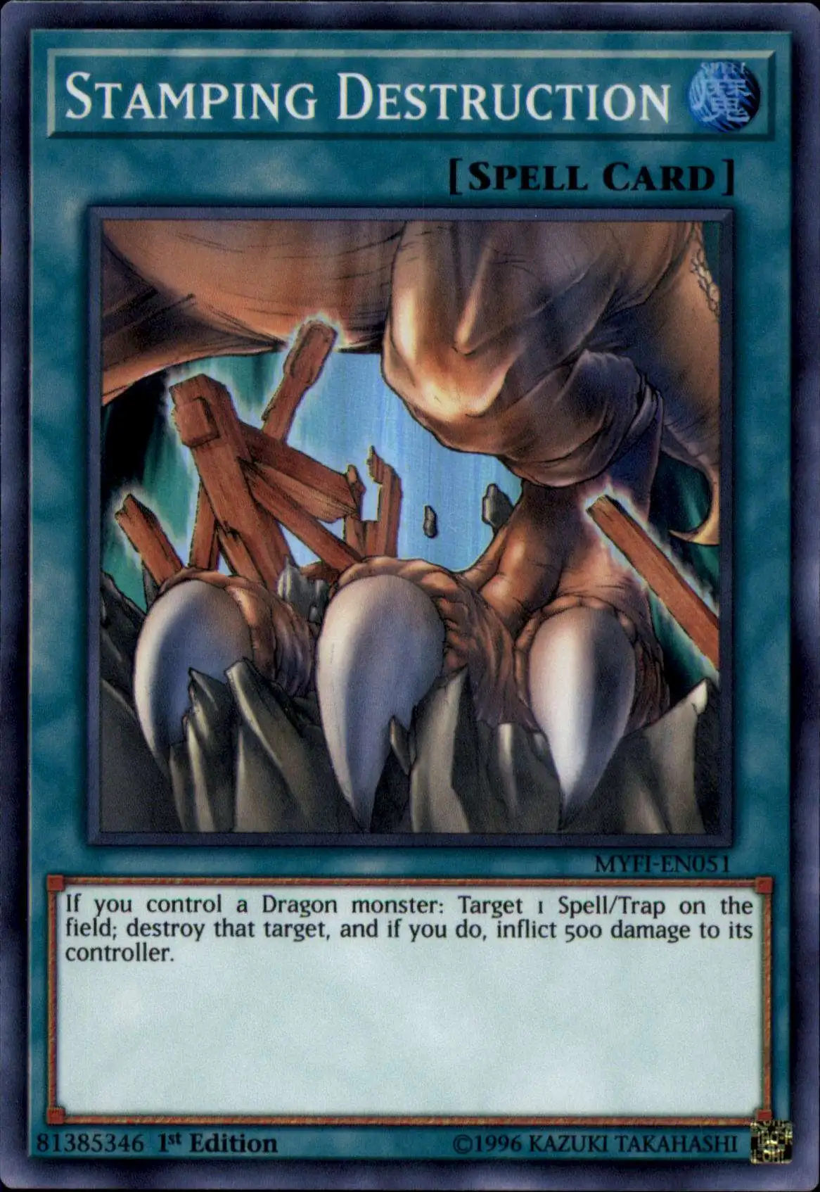 YuGiOh Mystic Fighters Super Rare Stamping Destruction MYFI-EN051