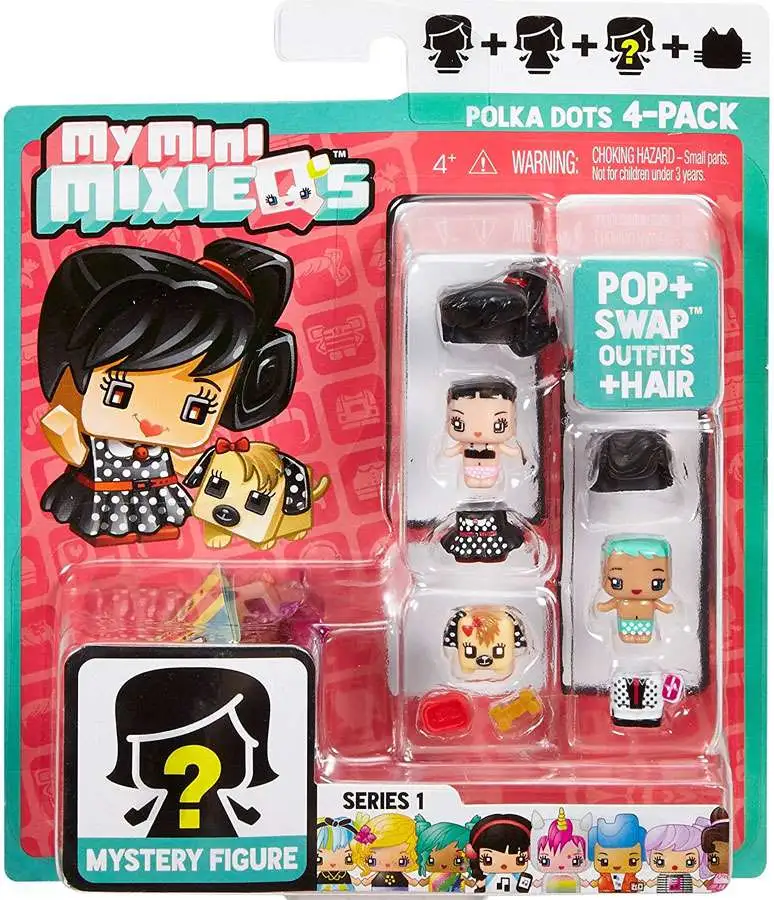 Mattel DWR13 My Mini MixieQ’s Polka Dots 4-Pack of Minifigures With Acessories 